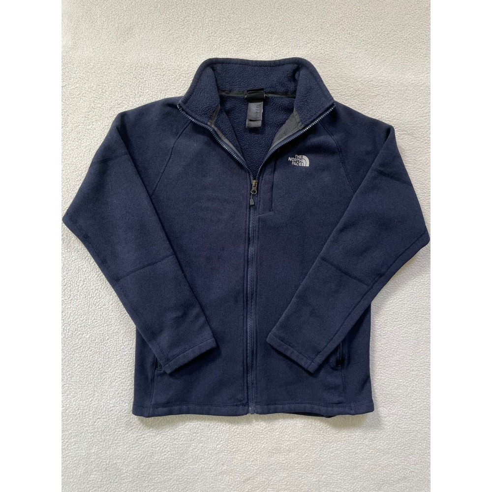The North Face Mens Medium Fleece Jacket Navy Blue Full Zip Mock Neck F15 CV D6